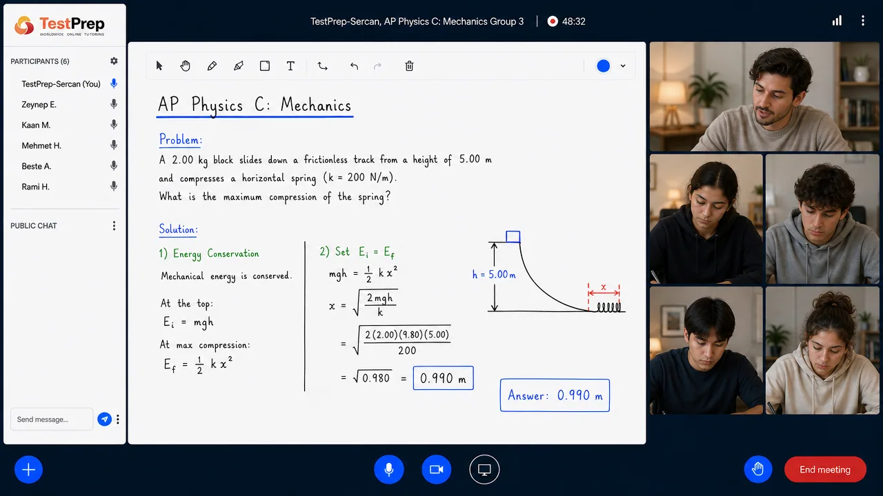 TestPrep sınıfında AP Physics C: Mechanics grup dersi görünümü